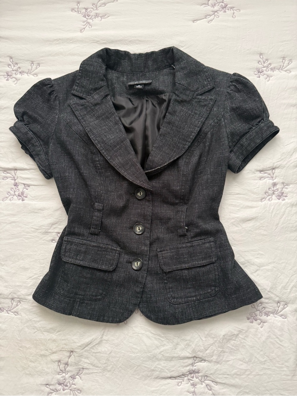 Byer California Black Short-Sleeve Fitted Blazer